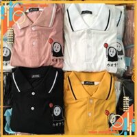 Áo thun nữ áo phông nữ cổ trụ có cổ cổ bẻ polo thêu Vô Diện thời trang chuẩn shop-BT003 - Chuột Min Shop .