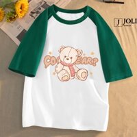 Áo Thun Nữ, Áo Raglan Tee Unisex By JOLI Mã Gấu Coco Chất Cotton Form Rộng Cho Nam Nữ J Joli Trendy