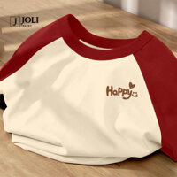Áo Thun Nữ, Áo Raglan Tee Unisex By JOLI Happy Heart Chất Cotton Form Rộng Cho Nam Nữ J Joli Trendy