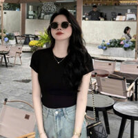 Áo Thun nữ Áo Thun Ôm Body Trơn Basic Dễ Phối cho các nàng diện mùa hè này 3 màu Đen Trắng Đỏ mận