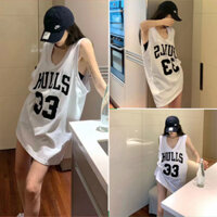 Áo thun nữ, áo thun sát nách in số 33 from rộng cotton SKUA-14ADN