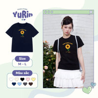 Áo thun nữ baby tee dáng ôm in hoa hướng dương for Yurin club tay ngắn cổ tròn cotton 100 co giãn 2 chiều AB09