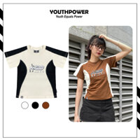 Áo thun nữ Baby Tee tay ngắn form vừa phối màu "Color contrast sports casual" 250gsm Local Brand | Youth Power