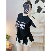 ÁO THUN NỮ BABYTELL+ quần short phối ren [Ảnh chụp]