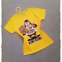 Áo thun nữ BAMBO mẫu pizzakkong màu vàng