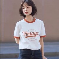 Áo thun Nữ Bo Viền in hình trẻ trung ALICE, Áo Phồng Cotton nữ form rông mùa hè thời trang han quốc