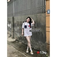 Áo Thun Nữ Bóng Chày Phông Ngắn Tay Họa Tiết Dáng Rộng Giấu Quần Trùm Mông QCCC Cao Cấp