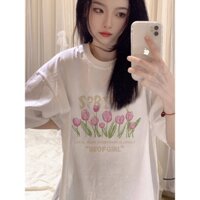 Áo thun nữ chất Cotton Hàn in hình hoa hồng BEOFGIRL - CCBECCG - FRDGFTIHIK