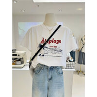 Áo Thun Nữ Chất Cotton Ngắn Tay Cổ Tròn, Áo Phông Nữ Dáng Rộng Menina