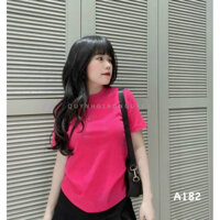 Áo thun nữ chất cotton thêu chữ WE màu hồng