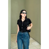 Áo thun nữ cổ bẻ , dáng ôm, vải mát, co giãn Lexuza 511