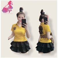 áo thun nữ cổ bẻ phối kim sa mẫu mới 2021 [Hoàn Xu]