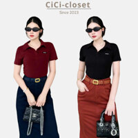 Áo thun nữ cổ bẻ,áo polo nữ thêu chữ miumiu form ôm co giãn,kiểu dáng trẻ trung