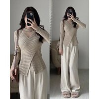 áo thun nữ cổ chéo thu đông