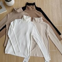 Áo thun nữ cổ lọ có lớp giữ nhiệt màu basic 1838