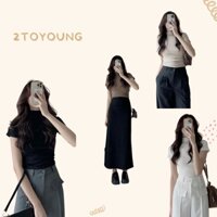 Áo thun nữ cổ lọ cộc tay basic co giãn tốt