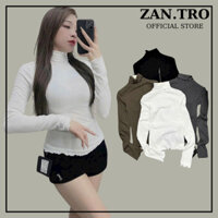 Áo thun nữ cổ lọ viền bèo form ôm ZANTRO Áo giữ nhiệt dài tay thu đông 328