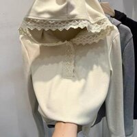 Áo thun nữ có mũ trùm đầu mỏng mới Áo thun dài tay đáy