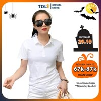 Áo Thun Nữ Cổ Sơ Mi (Cổ trụ) TOLI, Chất Cotton 4 Chiều Mềm Mịn, Co Giãn [Trắng-TF10] *