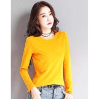 Áo thun nữ cổ tròn dài tay giữ nhiệt chất thun lạnh co giãn ấm áp dễ thương - Vàng Bò,S  42 kg - 48 kg