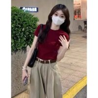 Áo thun nữ cổ tròn hàng cao cấp. chất co dãn mềm mịn. sẵn đủ màu (CT3)