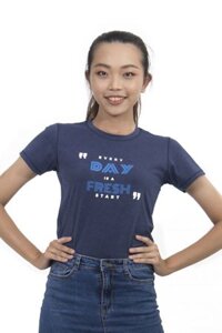 Áo thun nữ cổ tròn Novelty xanh đen in họa tiết NATWMDMCSR200063N - XXL