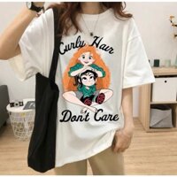 Áo thun nữ cổ tròn phối 2 cô bé cá tính from vừa tay ngắn mẫu mới hàn quốc hàng đẹp cực xinh
