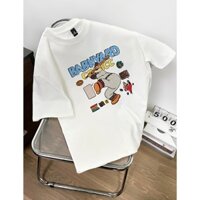 Áo thun nữ cổ tròn phối họa tiết chú chó bóng chày babny dầu from vừa tay ngắn mẫu mới hàn quốc hàng đẹp cực xinh