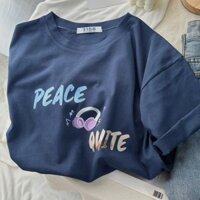 Áo thun nữ cổ tròn phối Peace tai nghe from vừa tay ngắn mẫu mới hàn quốc hàng đẹp cực xinh