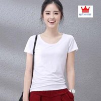 Áo Thun Nữ Cổ Tròn Tay ngắn , Trẻ Trung, Mẫu Mới nhất - Trắng,XL  63 kg - 69 kg