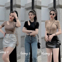 Áo Thun Nữ Cộc Tay Khoét Vai 38-75kg, Áo Kiểu Chất Thun Mát Lạnh