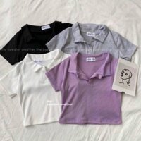 Áo thun nữ croptop có cổ trơn cá tính