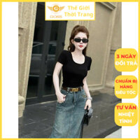 Áo Thun Nữ Croptop Cộc Tay Cổ U Màu Trơn Body GOSS GA1596 Áo Cộc Tay Nữ Chất Cotton Mát Mẻ Màu Trơn Dễ Phối Đồ