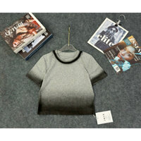 ÁO THUN NỮ CROPTOP ĐÍNH ĐÁ TAY NGẮN CỔ TRÒN