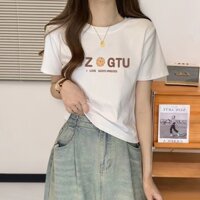Áo thun nữ croptop lửng cotton chuẩn 100% hàng cao cấp cổ tròn AT615