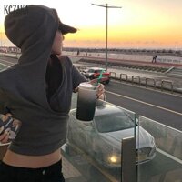 Áo thun nữ dài tay có mũ trùm đầu đa năng dài tay