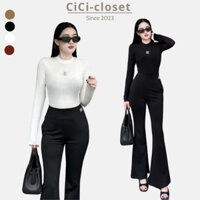 Áo thun nữ dài tay cổ tròn họa tiết thêu,tay áo xỏ ngón,chất vải thun giấy co giãn,form ôm body