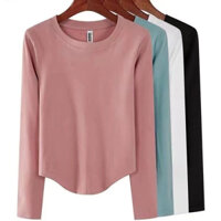 Áo Thun Nữ Dài Tay Cổ Tròn Màu Trắng