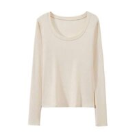 Áo thun nữ dài tay cổ vuông khoe xương quai xanh quyến rũ, áo thu đông nữ ôm body