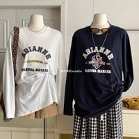 Áo thun nữ dài tay form rộng thun giấy in hình trẻ trung Menina_studio, áo dài tay thun xược nữ cá tính thu đông 2025