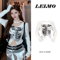 Áo Thun Nữ Dài Tay Hở Lưng Dáng Ôm Phong Cách Thu Đông Mới