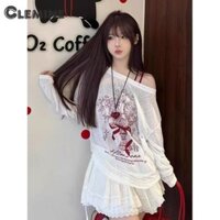 Áo thun nữ dài tay in chữ Nơ cổ chữ U Áo bảo vệ chống nắng hàng đầu