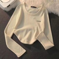 Áo thun nữ dài tay kẻ sọc bất đối xứng mùa thu