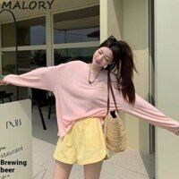 Áo thun nữ dài tay Malory Áo chống nắng màu hồng Áo thun dài tay mỏng Áo thun dáng rộng