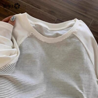 Áo thun nữ dài tay YEYA Áo thun dài tay sọc cổ điển Áo thun dài tay Raglan tay áo