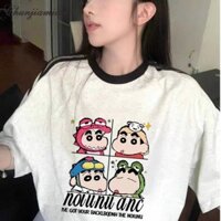 Áo thun nữ dáng rộng Áo thun cổ tròn tay ngắn dáng rộng Áo thun đa năng