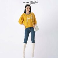 Áo thun nữ dáng rộng Fiona, Áo thun dài tay in chữ kim tuyến, áo thu đông nữ đẹp F520681