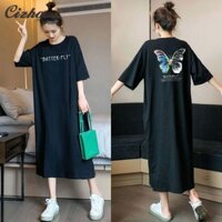Áo thun nữ dáng rộng vừa vặn mùa hè có in hình con bướm