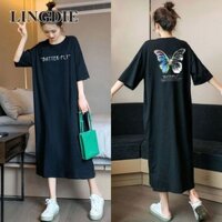 Áo thun nữ dáng rộng vừa vặn mùa hè có in hình con bướm