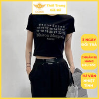 Áo Thun Nữ Đính Đá Chữ Số Ngực Ngắn Tay Trẻ Trung Cá Tính Basic GOSS GA272 Áo Croptop Nữ Cổ Tròn Dạo Phố Hottrend Mùa Hè